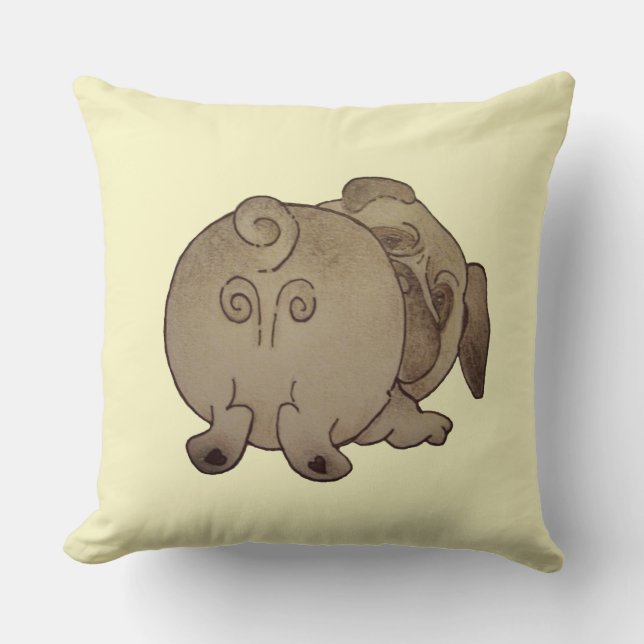 Cojín Decorativo lindo cachorro perro jugar puerro marrón (Anverso)