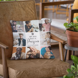 Cojín Decorativo Lindo collage de fotos 'Mi papá perro es genial'