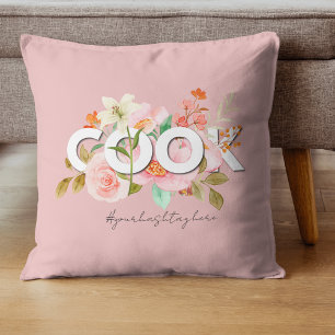 Cojín Decorativo Lindo COOK floral en acuarela personalizado