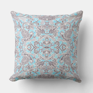 Cojín Decorativo Lindo floral clásico gris azul