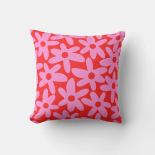 Cojín Decorativo Lindo Floral Tiempo de Margaritas Rosa y Rojo Prep