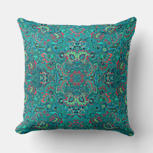 Cojín Decorativo Lindo floral turquesa vintage