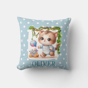 Cojín Decorativo Lindo gatito elegante de lunares
