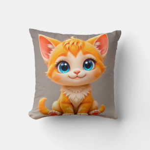 Cojín Decorativo Lindo gatito naranja de dibujos animados