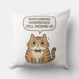 Cojín Decorativo Lindo gato excesivamente pensativo y vestido