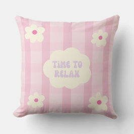Cojín Decorativo Lindo Gingham Floral Rosa Hora de Relajarse