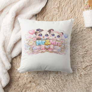 Cojín Decorativo Lindo Kawaii Señor y Señora Pareja de Panda Rosa P