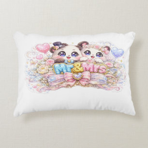 Cojín Decorativo Lindo Kawaii Señor y Señora Pareja de Panda Rosa P