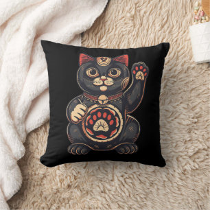 Cojín Decorativo lindo Maneki Neko gato impreso en japonés