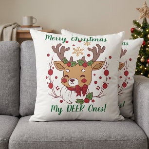 Cojín Decorativo Lindo ''Marrón sobre Blanco ''MIERVOLES'' Navidad