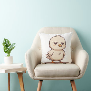 Cojín Decorativo Lindo Pájaro Bebé Gruñón Divertido Dibujo Kawaii