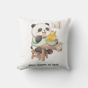 Cojín Decorativo Lindo Panda Comiendo Raspado de Mango Taiwanés Foo