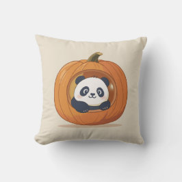 Cojín Decorativo Lindo Panda de Calabaza de Halloween