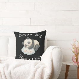 Cojín Decorativo Lindo Panda Dormido en Nube Acuarela