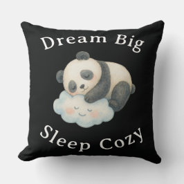 Cojín Decorativo Lindo Panda Dormido en Nube Acuarela
