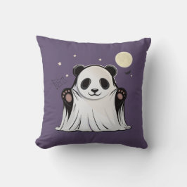 Cojín Decorativo Lindo Panda Fantasma Bajo la Luna 