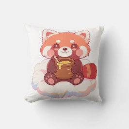 Cojín Decorativo Lindo Panda Rojo