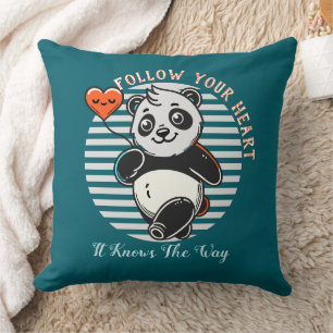 Cojín Decorativo Lindo Panda "Sigue tu Corazón" Personalizado