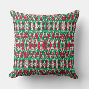 Cojín Decorativo Lindo patrón abstracto azteca rojo verde
