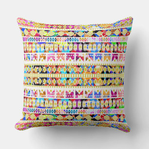 Cojín Decorativo Lindo patrón azteca tribal colorido