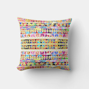 Cojín Decorativo Lindo patrón azteca tribal colorido