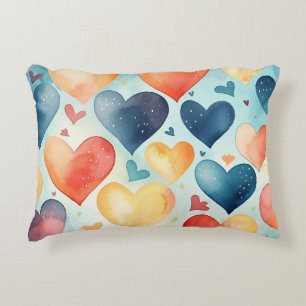 Cojín Decorativo lindo patrón de corazones azules