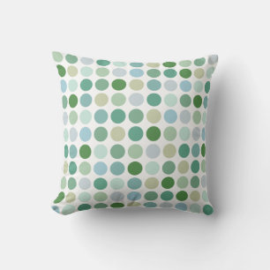 Cojín Decorativo Lindo patrón de lunares verdes monograma