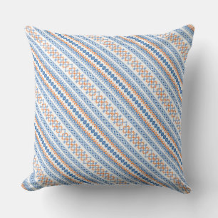 Cojín Decorativo Lindo patrón de motivo tribal azteca naranja azul