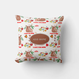 Cojín Decorativo Lindo patrón de Sloth Brown que te amo a mamá