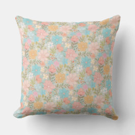 Cojín Decorativo Lindo patrón floral pastel suave y discreto