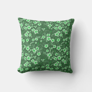 Cojín Decorativo Lindo patrón floral verde pequeño de verano