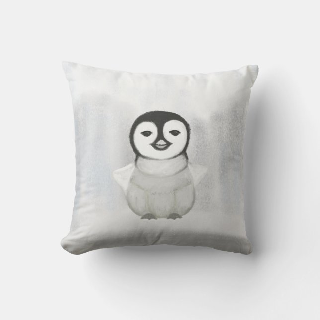 Cojín Decorativo lindo pequeño dibujo de pingüino (Anverso)