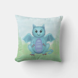 Cojín Decorativo lindo pequeño dragón azul