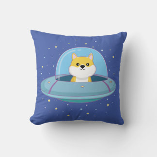 Cojín Decorativo lindo perro alienígena volando salsa alienígena