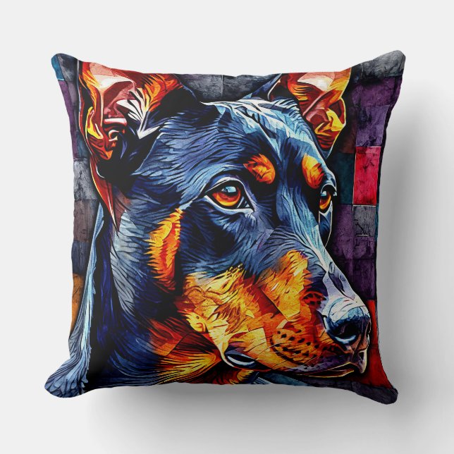 Cojín Decorativo Lindo perro Doberman (Anverso)