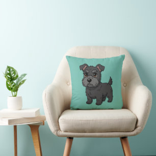 Cojín Decorativo Lindo perro Terrier Escocés negro verde