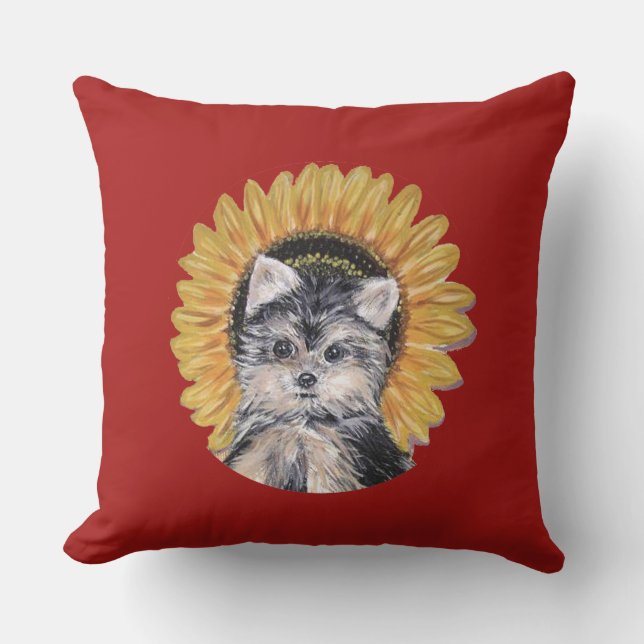 Cojín Decorativo Lindo perro Yorkshire Terrier (Anverso)