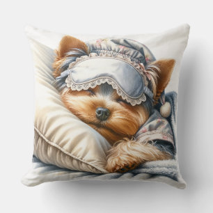 Cojín Decorativo Lindo perro Yorkshire Terrier durmiendo