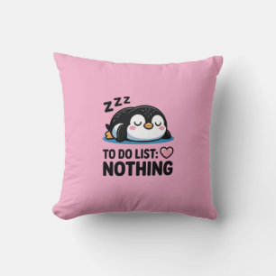 Cojín Decorativo lindo pingüino durmiendo, lista de tareas nada
