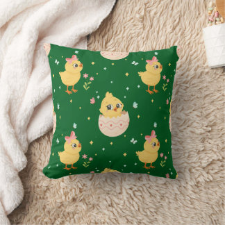 Cojín Decorativo Lindo pollito de Pascua con patrón sin fisuras de