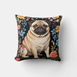 Cojín Decorativo Lindo Pug Floral Elegante y Colorido