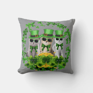 Cojín Decorativo Lindo regalo de tres gatos de San Patricio Kitty G