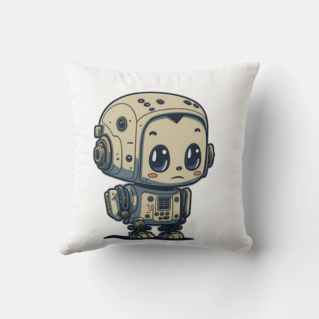 Cojín Decorativo lindo robot personalizado (Reverso)