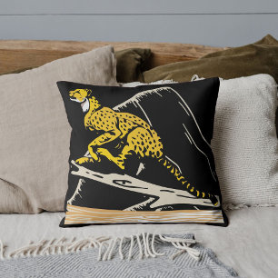 Cojín Decorativo Lindo safari de leopardo, fauna, gato grande negro