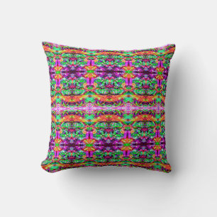Cojín Decorativo Lindo simétrico abstracto tribal neón colorido