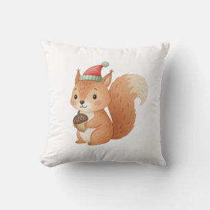 Cojín Decorativo Lindo sticker de ardilla de Navidad con bellota