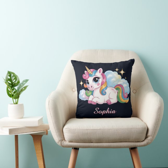 Cojín Decorativo Lindo Unicornio de Arcoíris (Silla)