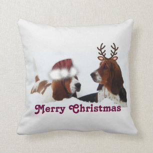 Cojín decorativo lindo w/Snow del navidad y perro