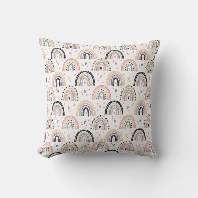 Cojín Decorativo Lindos arcoíris pastel  (Anverso)