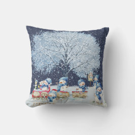 Cojín Decorativo Lindos muñecos de nieve festivos en acuarela 